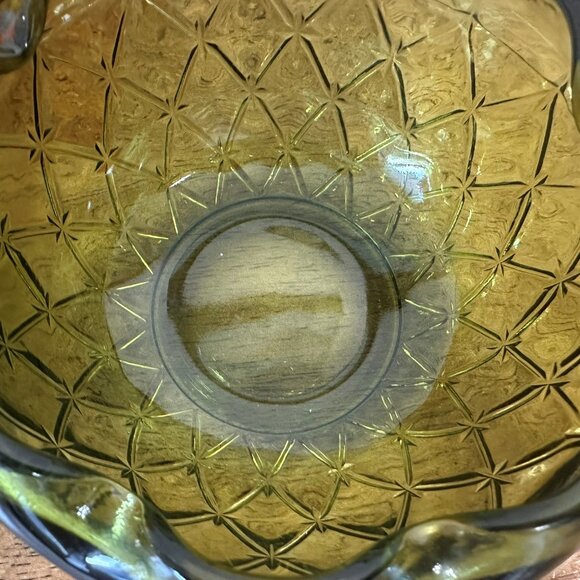 Indiana Glass Avocado Green Quilted Bowls Vintage Textured Diamond Star Pattern - Picture 7 of 7